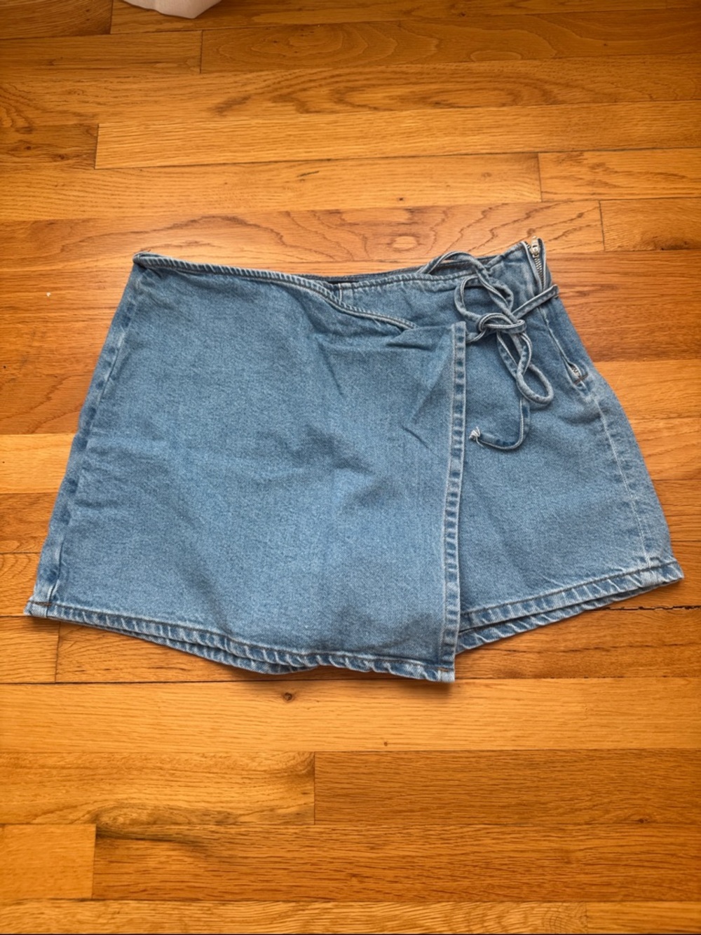 ASOS Light Blue Denim Mini Wrap Skirt